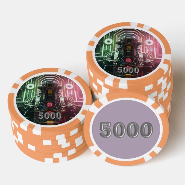 Jetons De Poker Puce de poker Robot 1 orange 5000 rayé (Empiler)