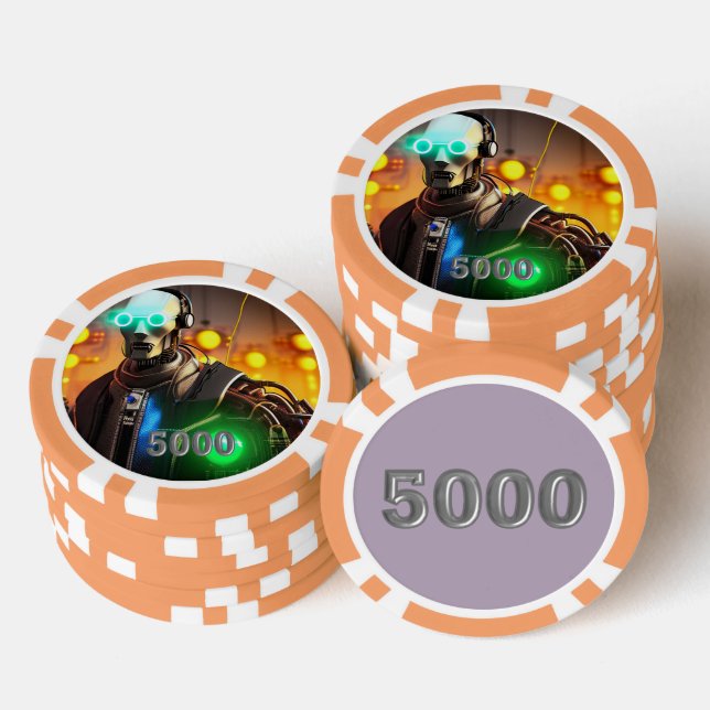 Jetons De Poker Puce de poker Robot 2 orange 5000 rayé (Empiler)