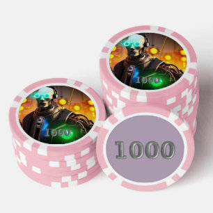 Jetons De Poker Puce de poker Robot 2 rose 1000 rayé
