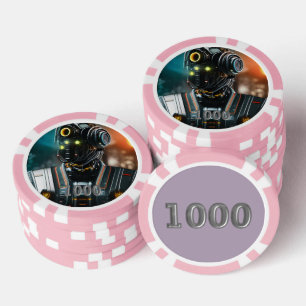 Jetons De Poker Puce de poker Robot 3 rose 1000 rayé