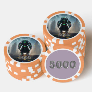 Jetons De Poker Puce de poker Robot 4 orange 5000 rayé