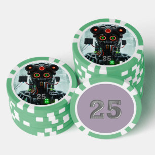 Jetons De Poker Puce de poker Robot 5 vert 25 rayé