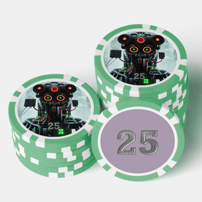 Jetons De Poker Puce de poker Robot 5 vert 25 rayé (Empiler)