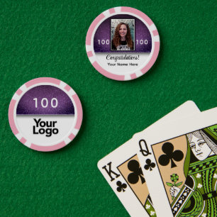 Jetons De Poker Purple Parties scintillant Photo Félicitations Soc