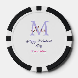 Jetons De Poker Purple pastel happy Valentine's day pink monogram 