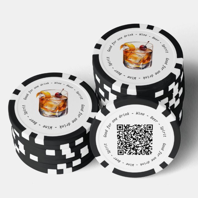 Jetons De Poker QR Code Événement Cocktail Voucher Drink (Empiler)