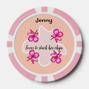 Jetons De Poker Quatre fleurs roses florales