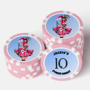 Jetons De Poker Quirky Jester et marionnette roi rose 10