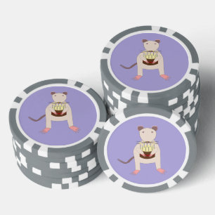 Jetons De Poker Rat de Siamese avec gâteau d'anniversaire