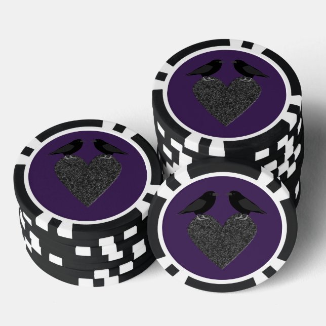Jetons De Poker Ravens gothiques et Coeur noir (Empiler)