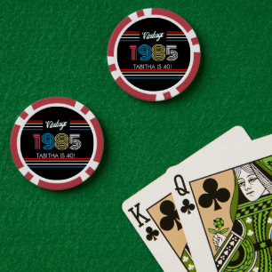 Jetons De Poker Rayure Rétro Vintage Couleurs Primaires 1985