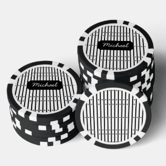 Jetons De Poker Rayures noires et blanches avec des points, person