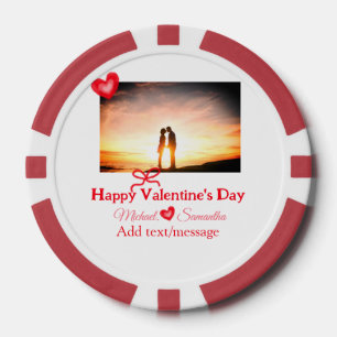 Jetons De Poker Red bow valentine's day ajouter photo nom coeur am