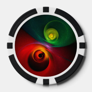 Jetons De Poker Red Green Yin Yang Moderne Motif d'art Abstrait #2