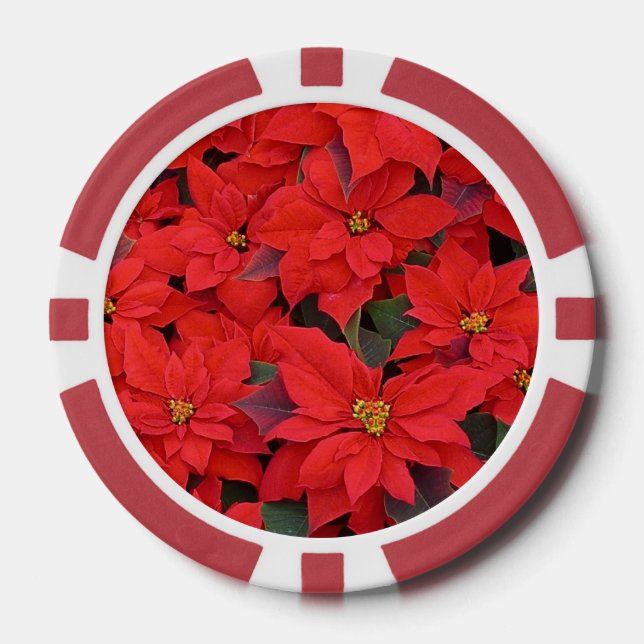 Jetons De Poker Red Poinsettias I Christmas Holiday Floral Photo (Recto)