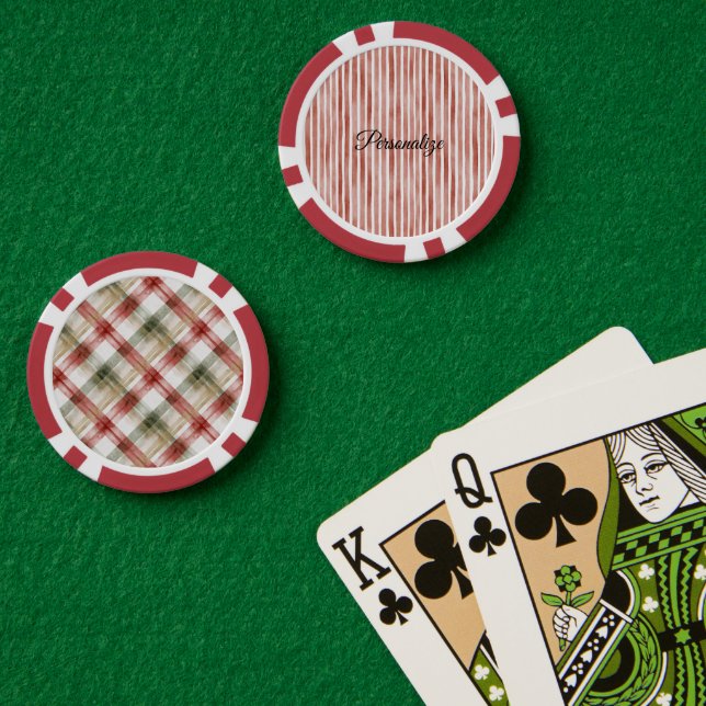 Jetons De Poker Red White Stripes Christmas (Table de poker (double))