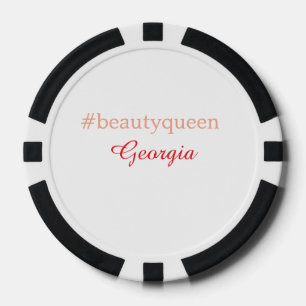Jetons De Poker reine de beautéhashtag rouge clair ajouter nom fil