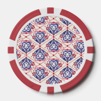 Jetons De Poker Reine Rouge de Cœur Linogravure