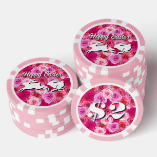 Jetons De Poker Remplisseur de panier de Pâques Lapins blancs Fleu