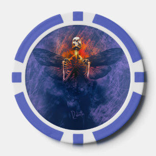Jetons De Poker Renaissance. Squelette avec ailes se levant