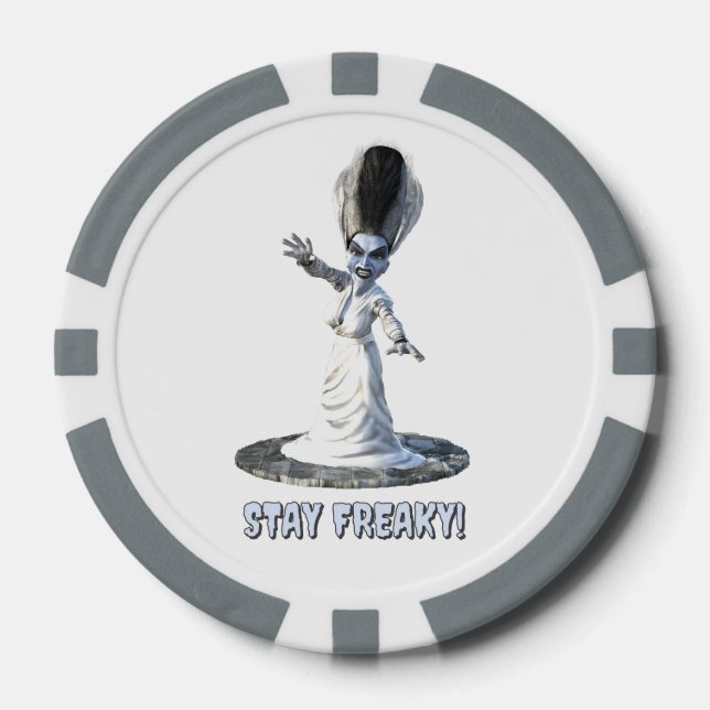 Jetons De Poker Restez bizarres ! Épouse de Frankenstein (Recto)