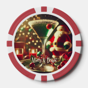 Jetons De Poker Retro Santa Noël Martini verte des années 50