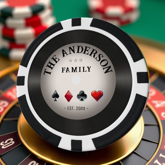 Jetons De Poker Retro Vinyl Record Casino Famille Mariage (Créateur téléchargé)
