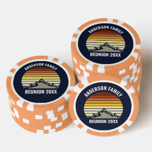 Jetons De Poker Réunion de famille rétro personnalisée au coucher