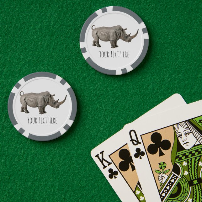 Jetons De Poker Rhinoceros Illustration Rhino message personnalisé (Table de poker (double))
