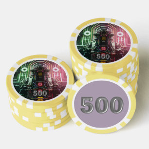 Jetons De Poker Robot 1 puce de poker jaune 500 rayé
