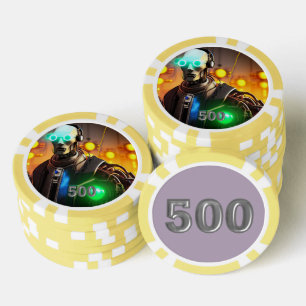 Jetons De Poker Robot 2 jaune 500 puce de poker rayé