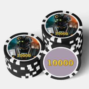 Jetons De Poker Robot 3 noir or 10000 puce de poker rayé