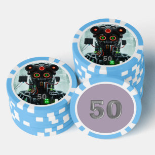 Jetons De Poker Robot 5 bleu clair 50 striped poker puce