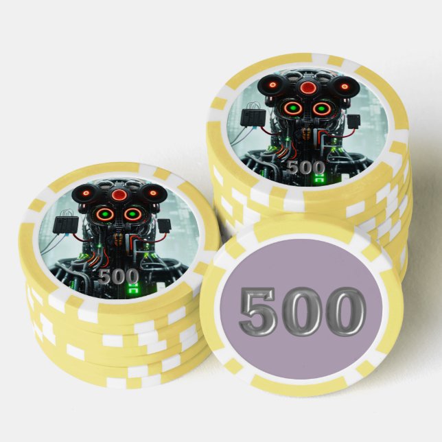 Jetons De Poker Robot 5 jaune 500 puce de poker rayé (Empiler)