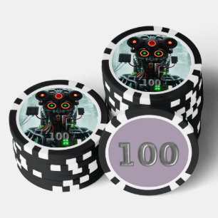 Jetons De Poker Robot 5 noir 100 puce de poker rayé