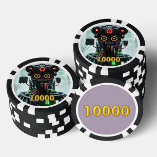Jetons De Poker Robot 5 noir or 10000 puce de poker rayé