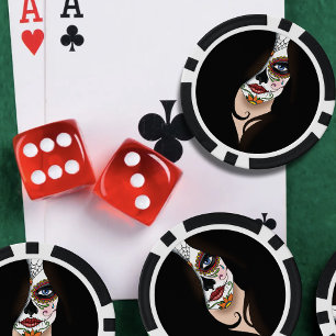 Jetons De Poker Rosa Sugar Skull Portrait