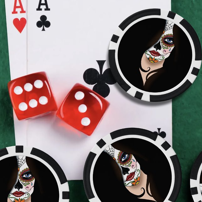 Jetons De Poker Rosa Sugar Skull Portrait (Créateur téléchargé)