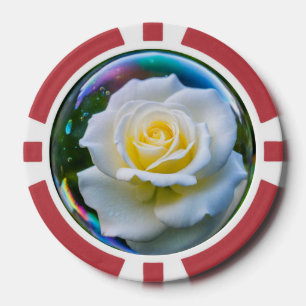 Jetons De Poker Rose blanche dans une bulle de savon