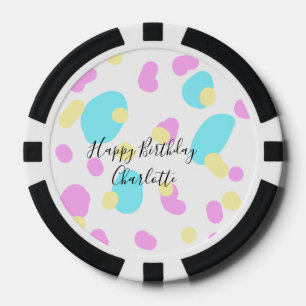 Jetons De Poker Rose bleu jaunejoyeux anniversaire enfants formes 
