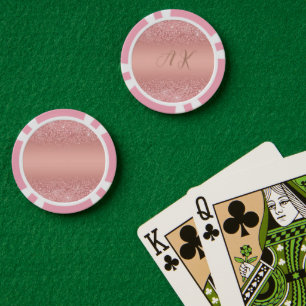 Jetons De Poker Rose Gold Luxe Élégant Monogramme à l'effet Paille