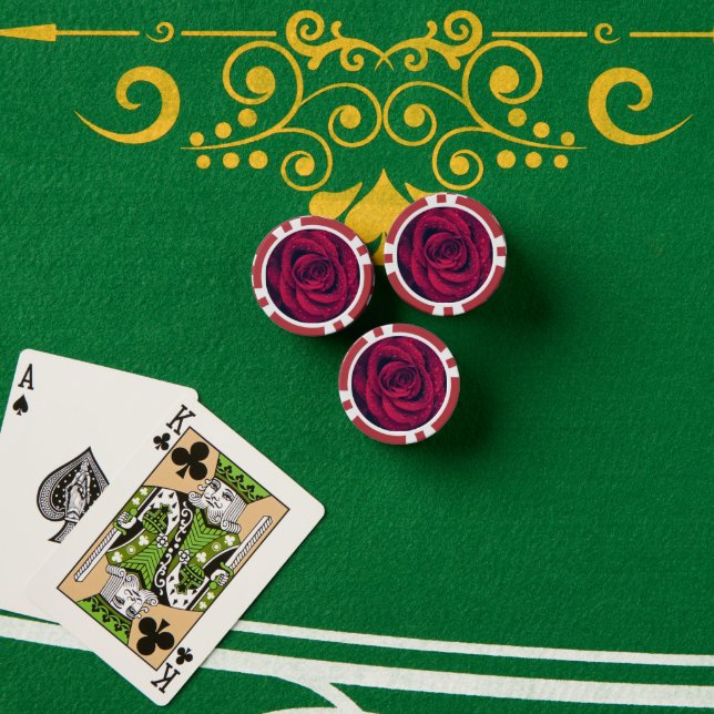 Jetons De Poker Rose rouge humide (Table de poker (pile))