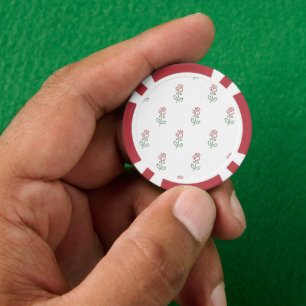 Jetons De Poker Roses Rouges, Motif De Roses, Fleurs