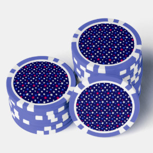 Jetons De Poker Rouge gras, bleu patriotique et étoiles blanches