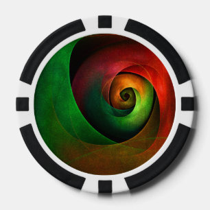 Jetons De Poker Rouge Vert Floral Moderne Art Abstrait Motif #21