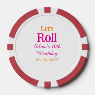 Jetons De Poker Roulons heureux 10e anniversaire ajouter nom retro