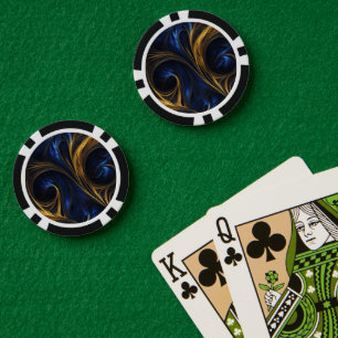 Jetons De Poker Royal Blue Gold Abstrait Swirl