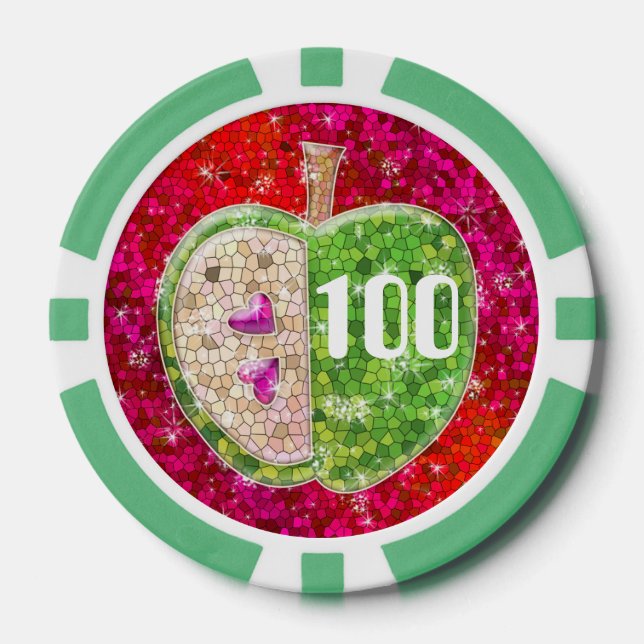 Jetons De Poker Ruby Red Parties scintillant Enseignants Apple Ent (Recto)