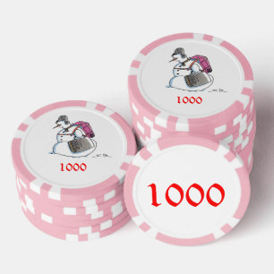 Jetons De Poker Sac à dos Snowman rose 1000 puce de poker rayé