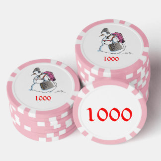 Jetons De Poker Sac à dos Snowman rose 1000 puce de poker rayé